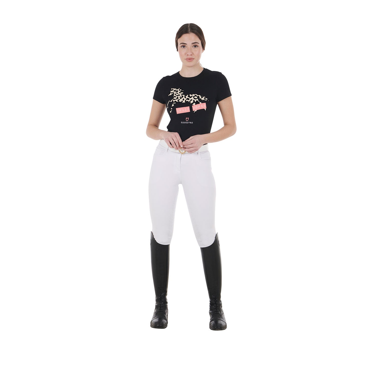 Equestro T Shirt da Donna in Cotone Crazy Horse