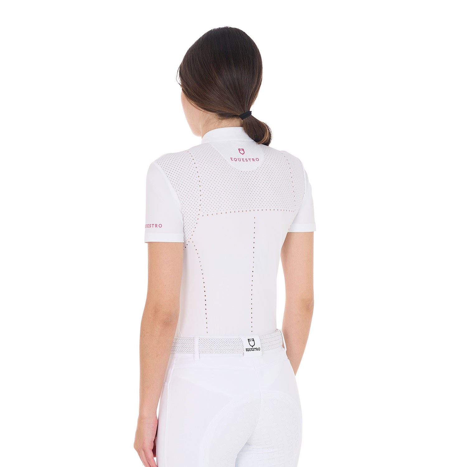 Polo concorso Equestro donna slim fit in tessuto traforato e zip 2025