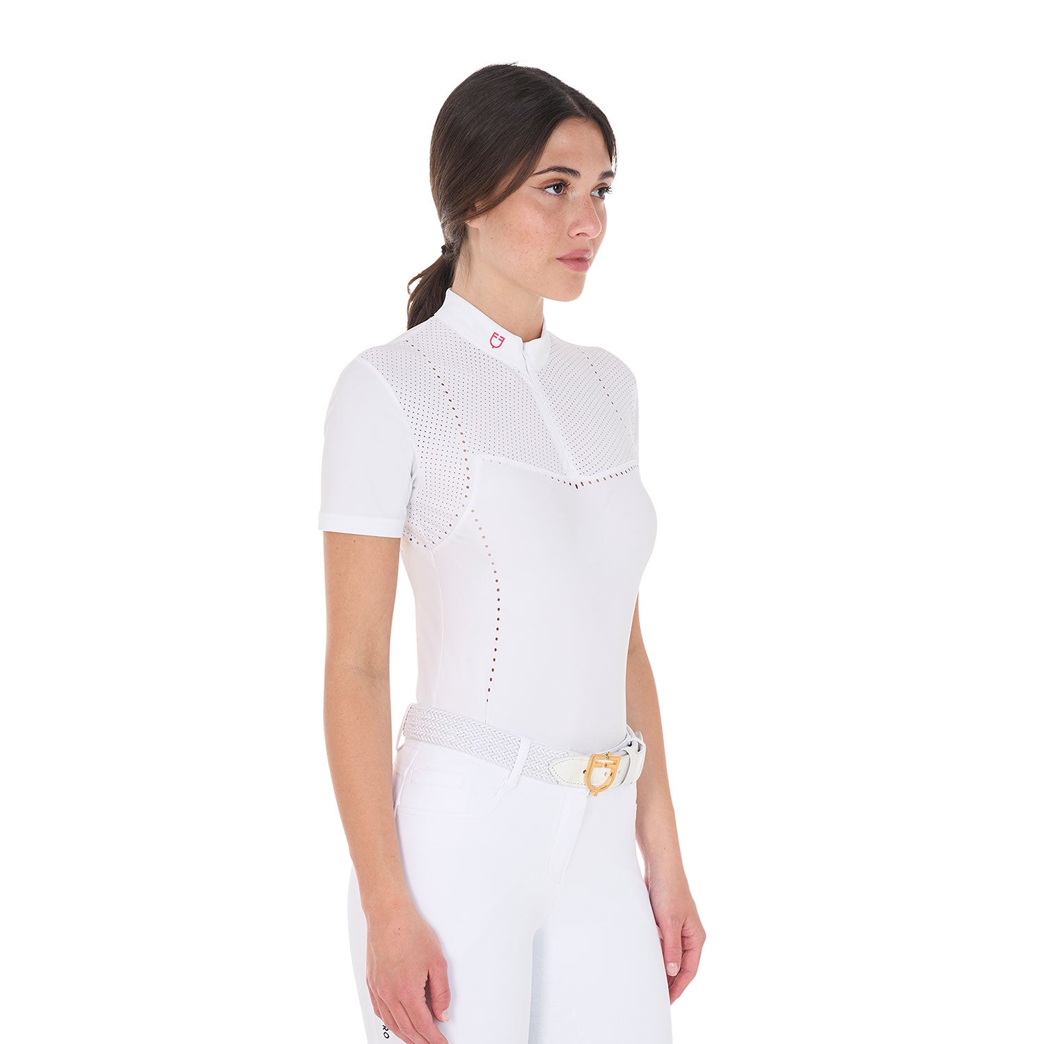 Polo concorso Equestro donna slim fit in tessuto traforato e zip 2025