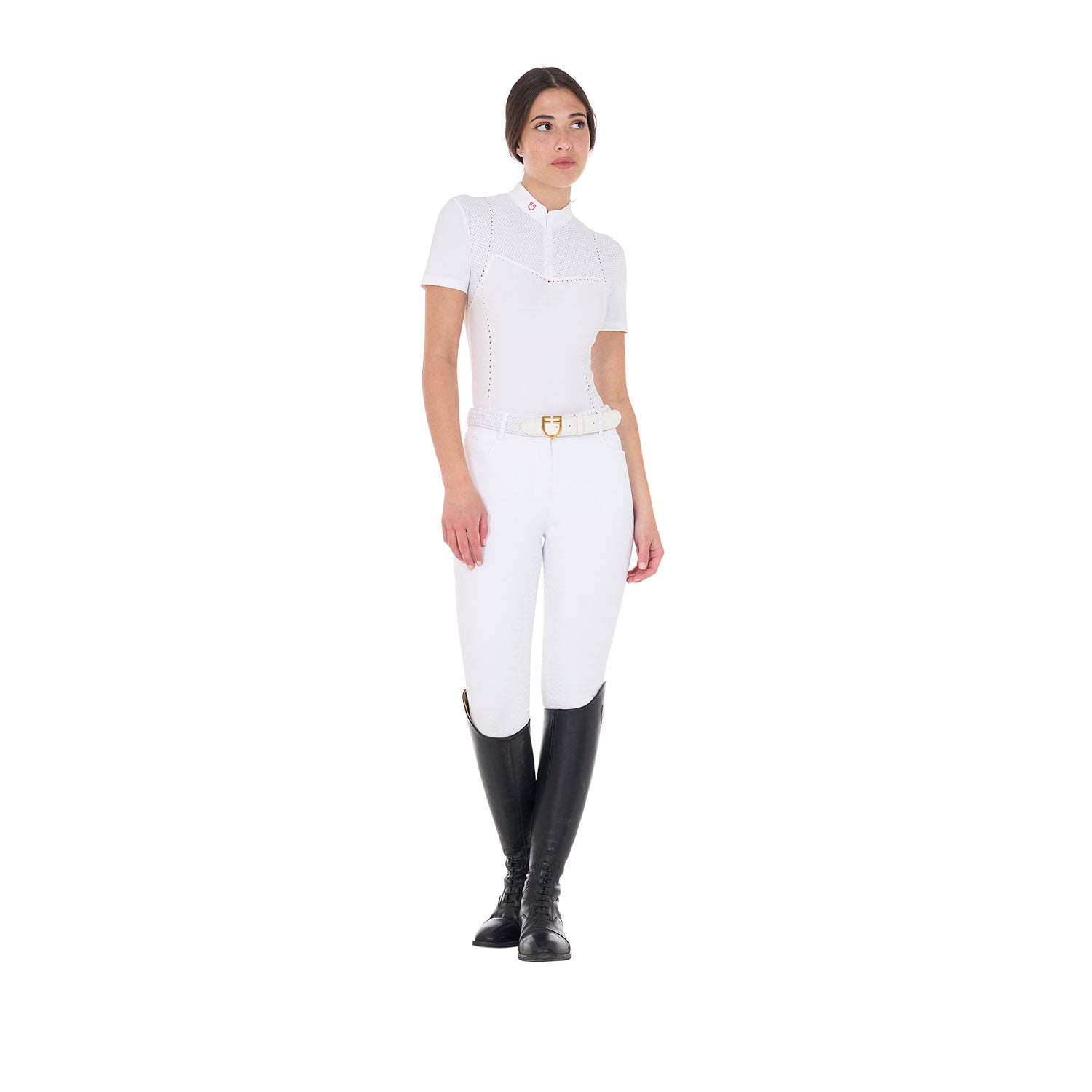 Polo concorso Equestro donna slim fit in tessuto traforato e zip 2025