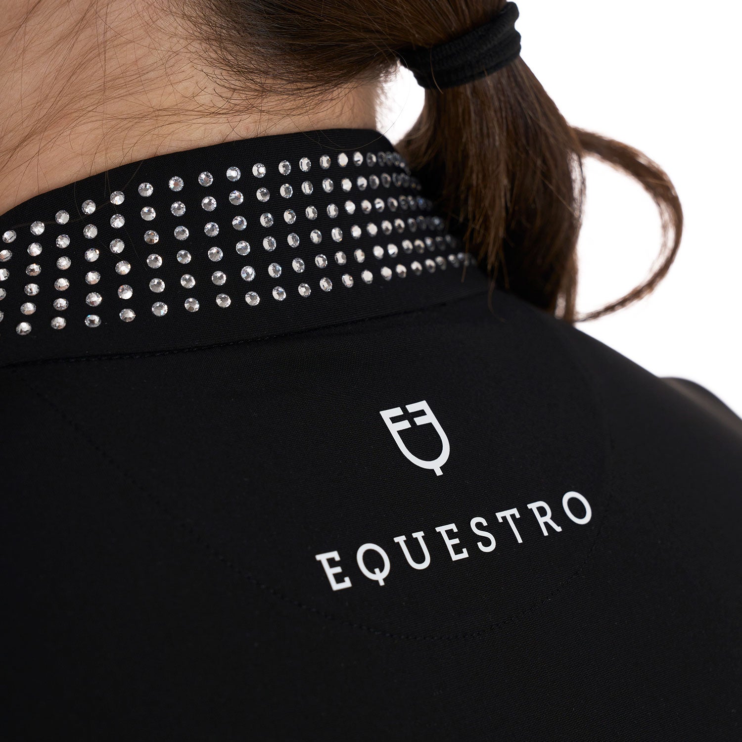 Polo training donna Equestro slim fit con zip e strass sul colletto 2025