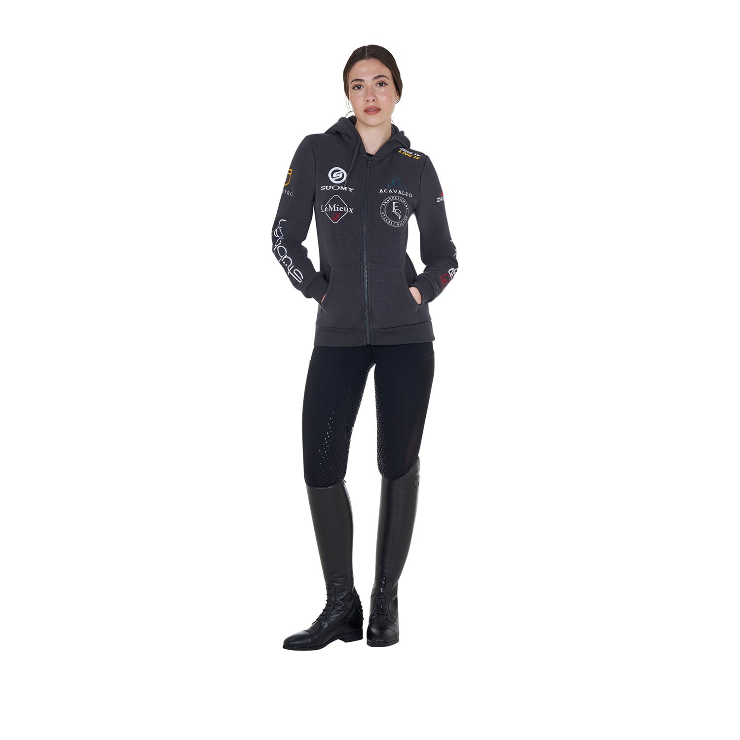 Equestro Leggings Donna Full Grip con Inserti Perforati