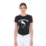 T-shirt donna Equestro Jumping Horse Club in cotone