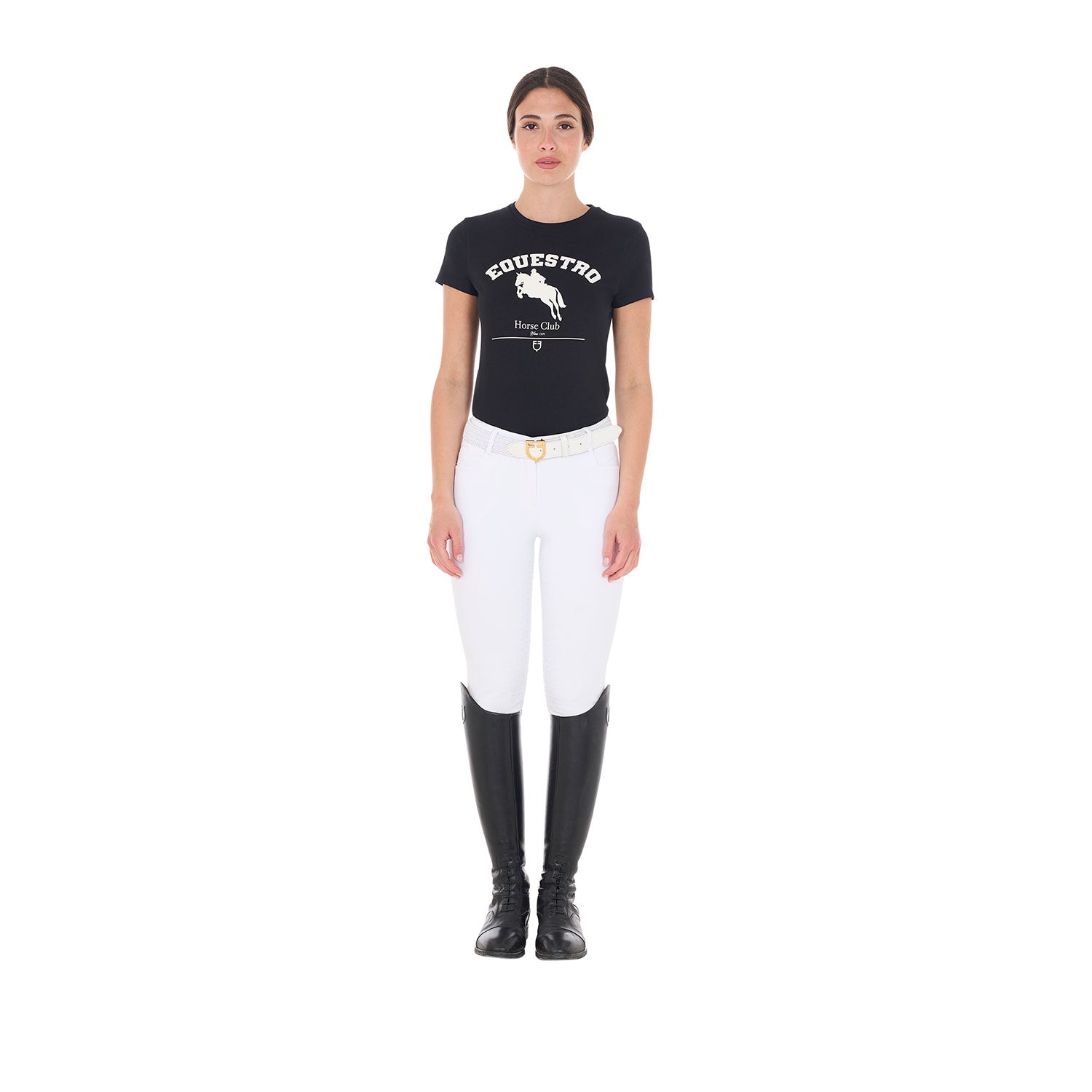 Equestro T Shirt Donna Jumping Horse Club in Cotone