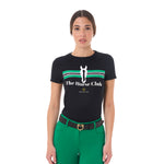 Equestro T Shirt Donna Stripe Horse Club in Cotone