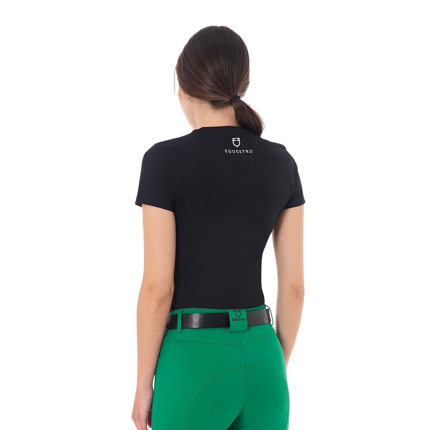 Equestro T Shirt Donna Stripe Horse Club in Cotone