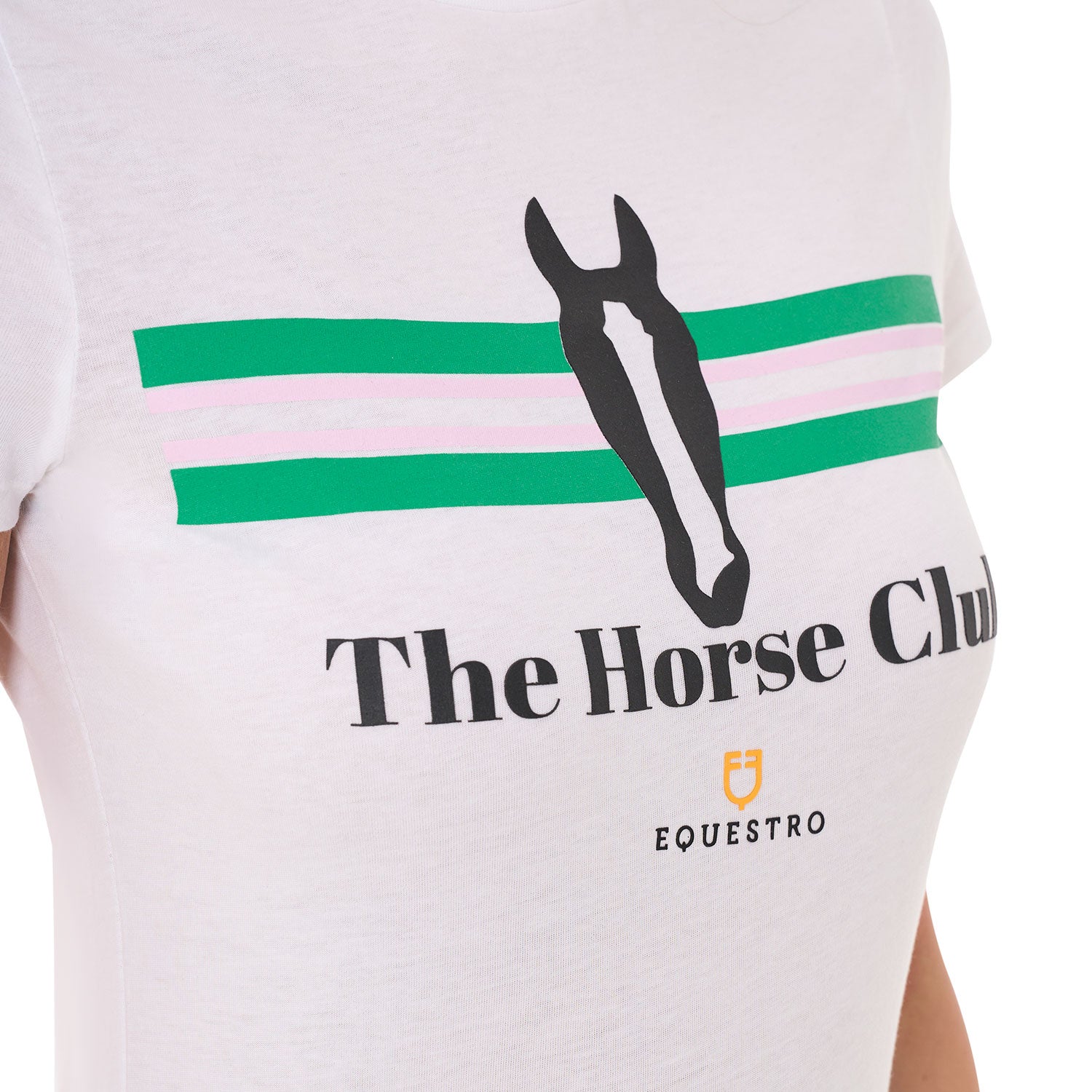 Equestro T Shirt Donna Stripe Horse Club in Cotone