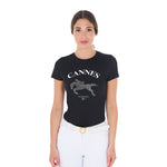 Equestro T Shirt Donna Cannes in Cotone con Strass