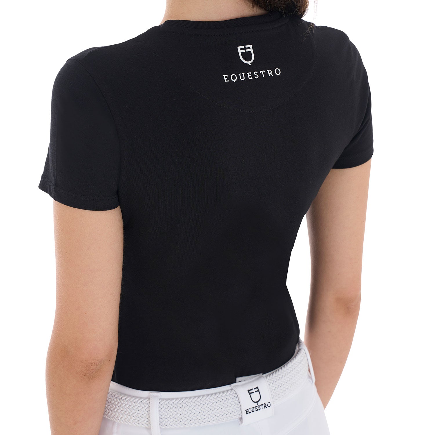 Equestro T Shirt Donna Cannes in Cotone con Strass