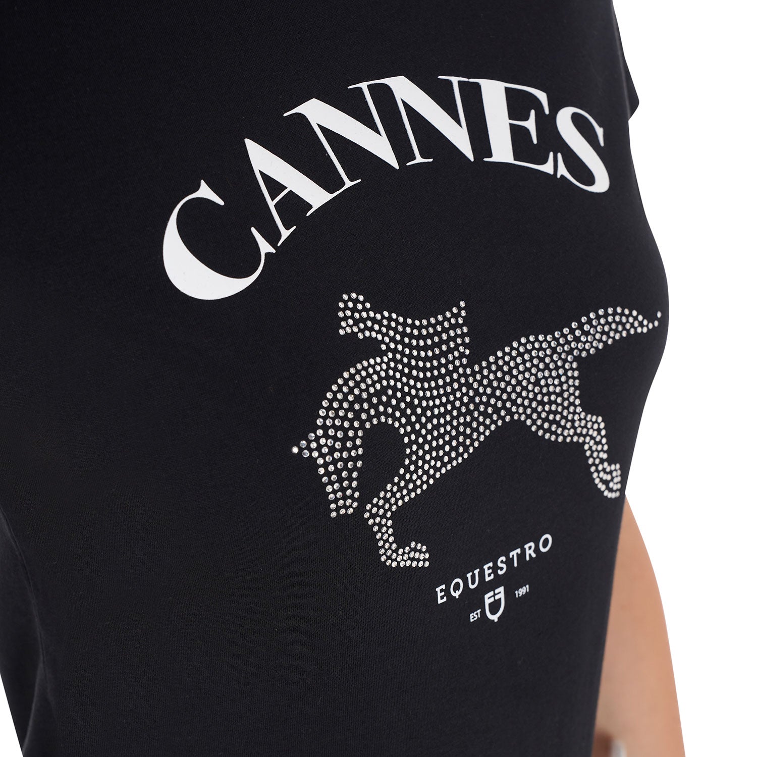 Equestro T Shirt Donna Cannes in Cotone con Strass