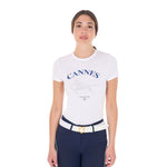 T-shirt donna Equestro Cannes in cotone con strass