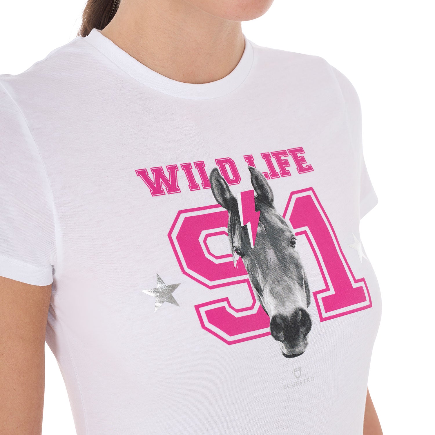 Equestro T Shirt Donna Wild Life in Cotone con Stampa