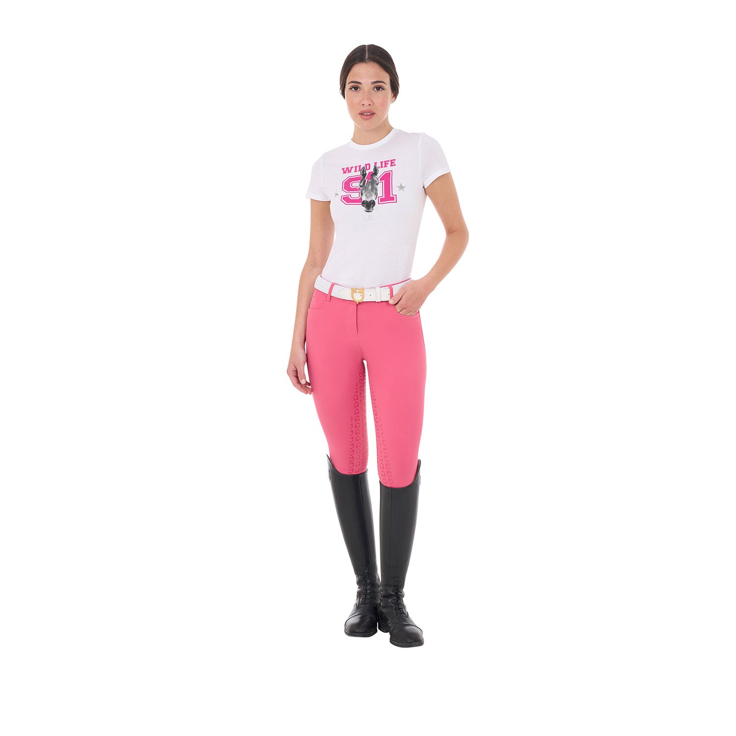 Equestro T Shirt Donna Wild Life in Cotone con Stampa