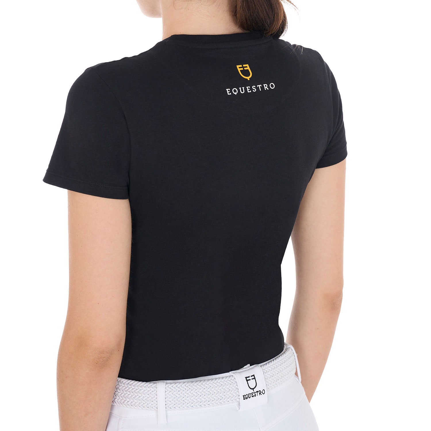 Equestro T Shirt Basic Donna con Logo Tono Su