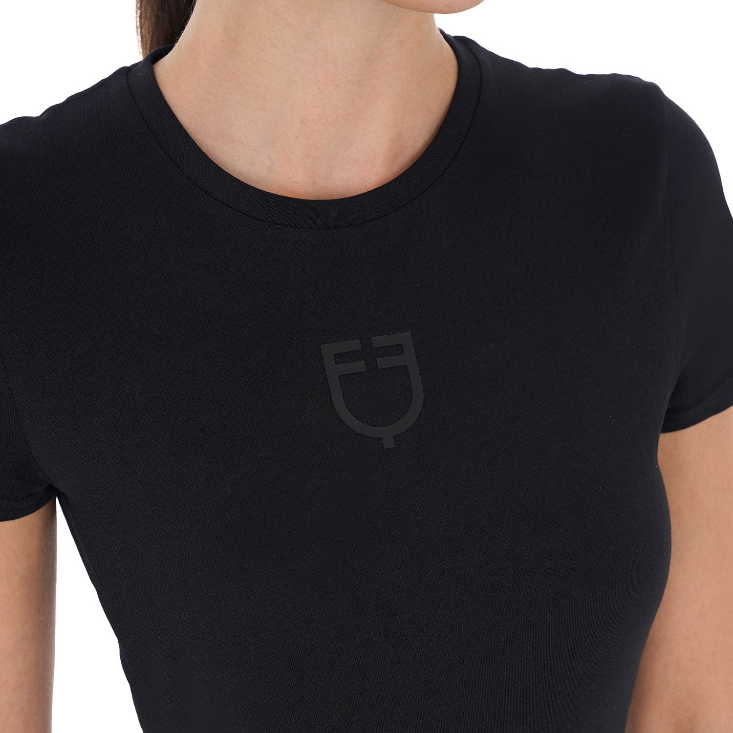 Equestro T Shirt Basic Donna con Logo Tono Su