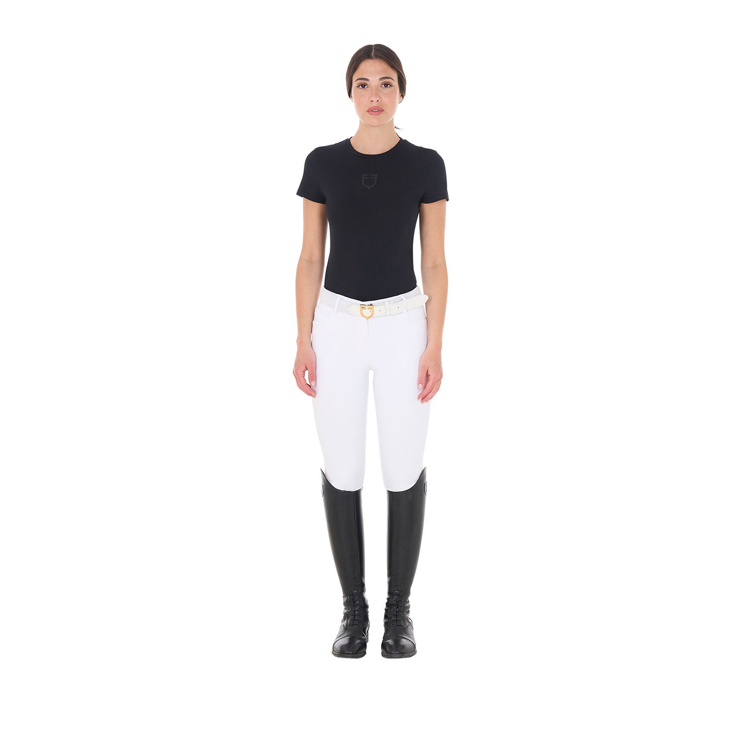 Equestro T Shirt Basic Donna con Logo Tono Su