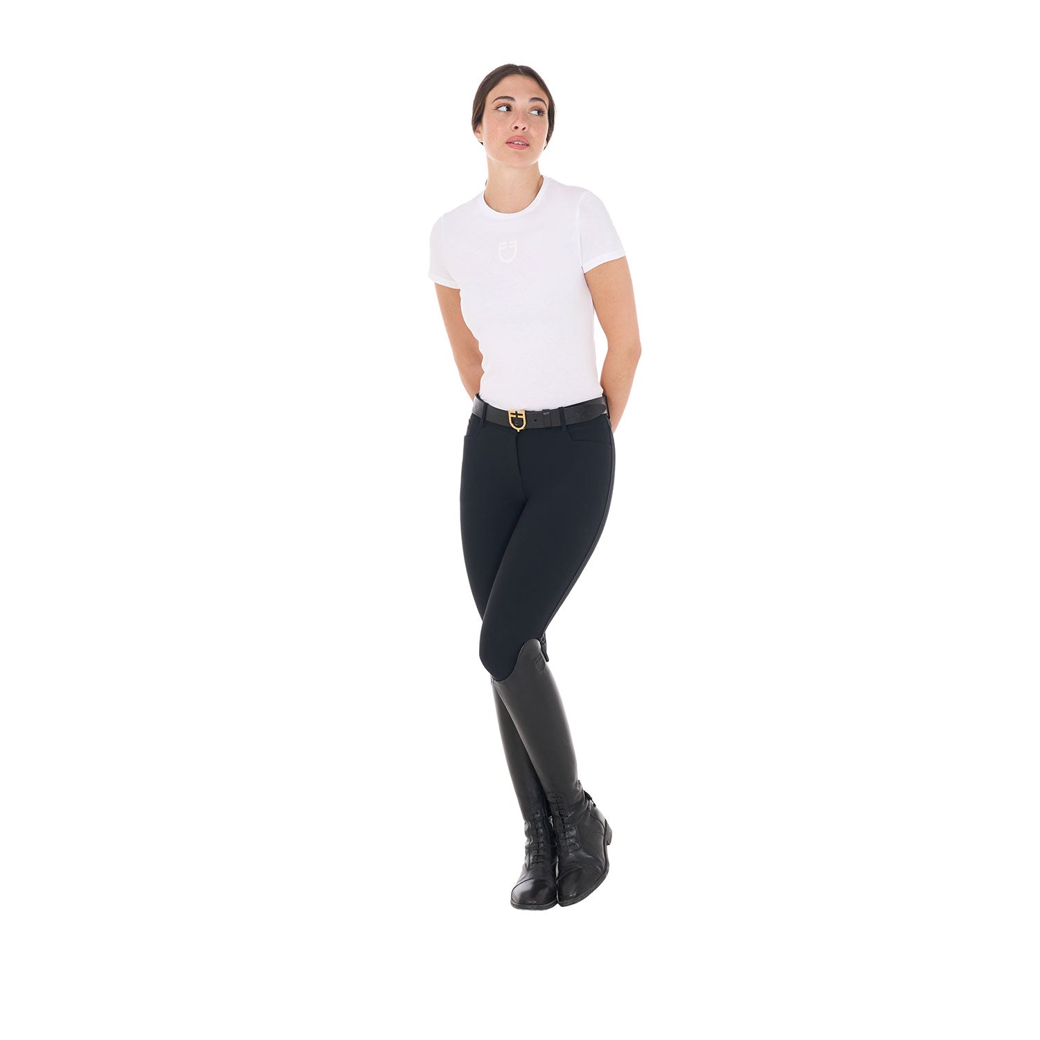 Equestro T Shirt Basic Donna con Logo Tono Su