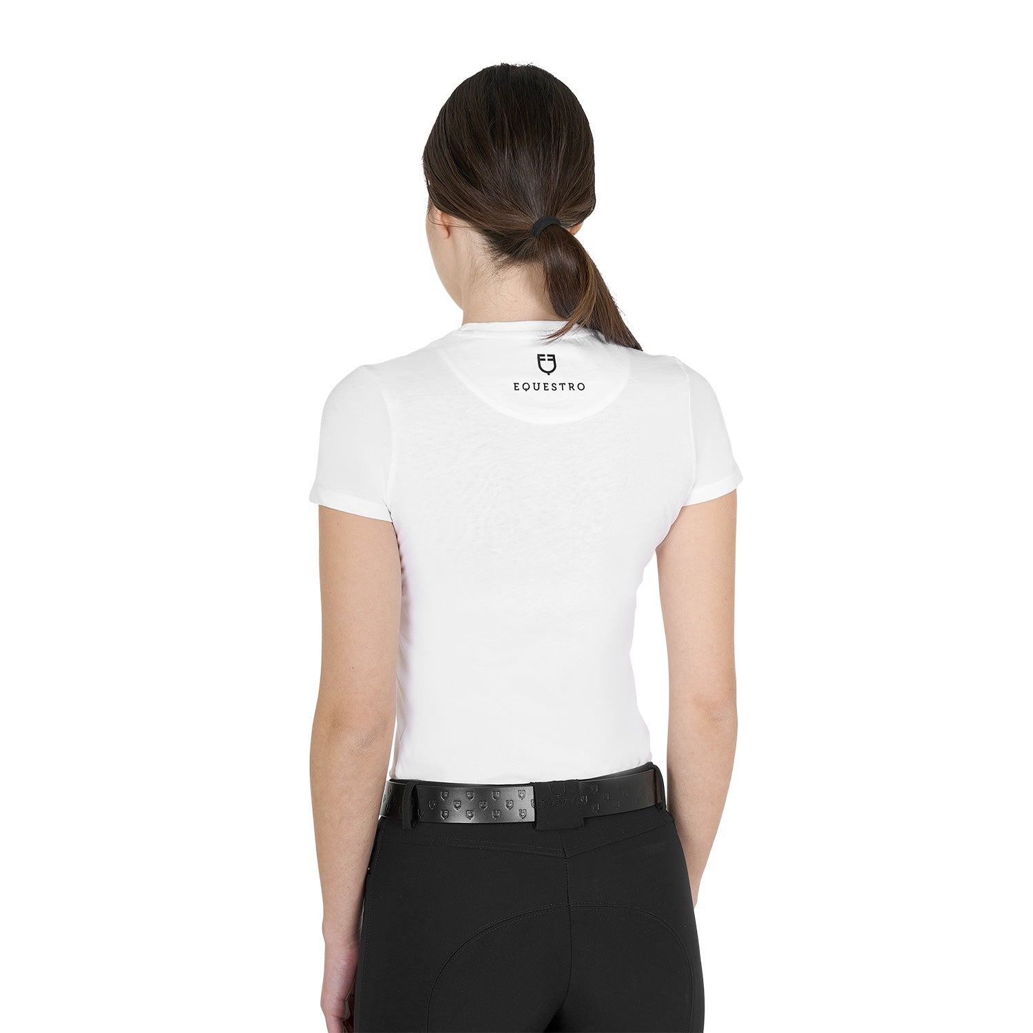 Equestro T Shirt Donna Monaco in Cotone con Strass