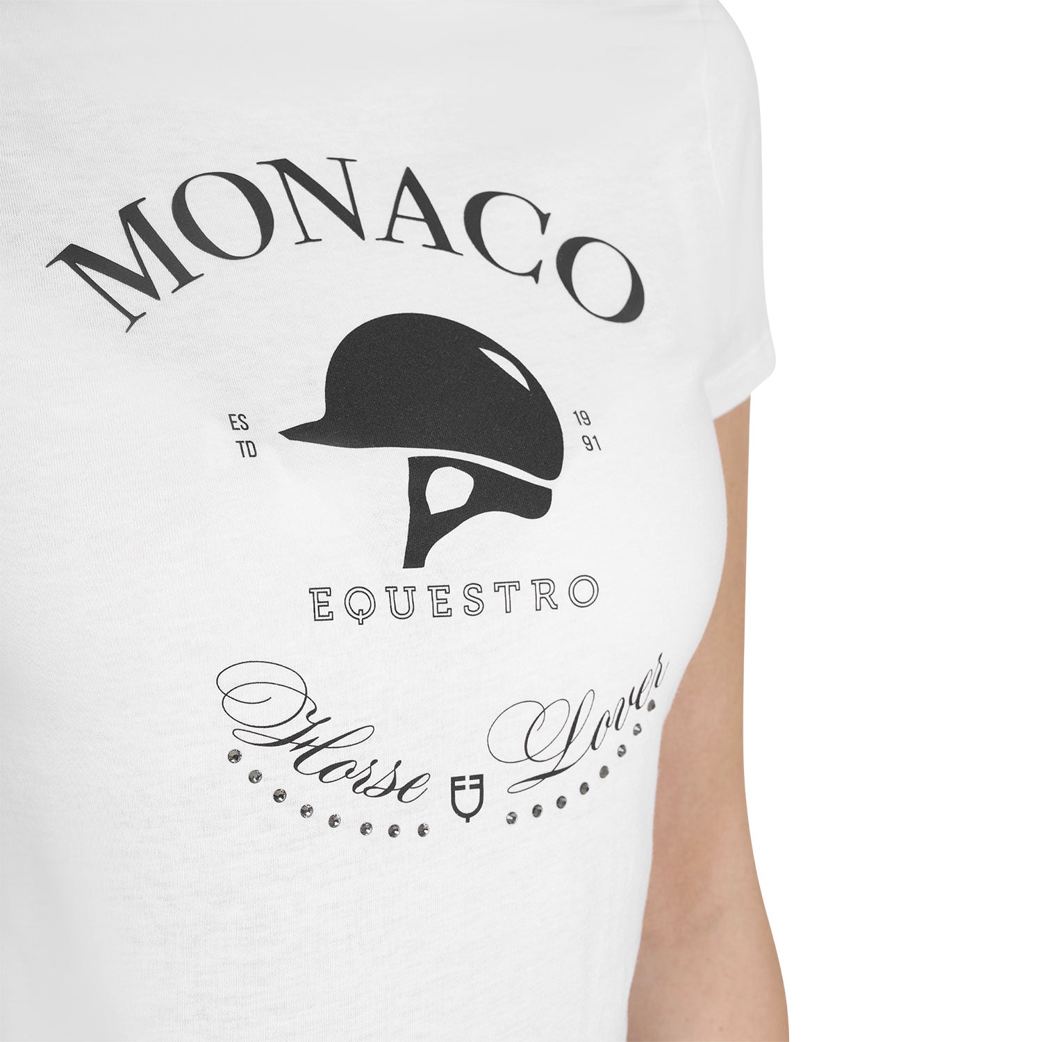 Equestro T Shirt Donna Monaco in Cotone con Strass