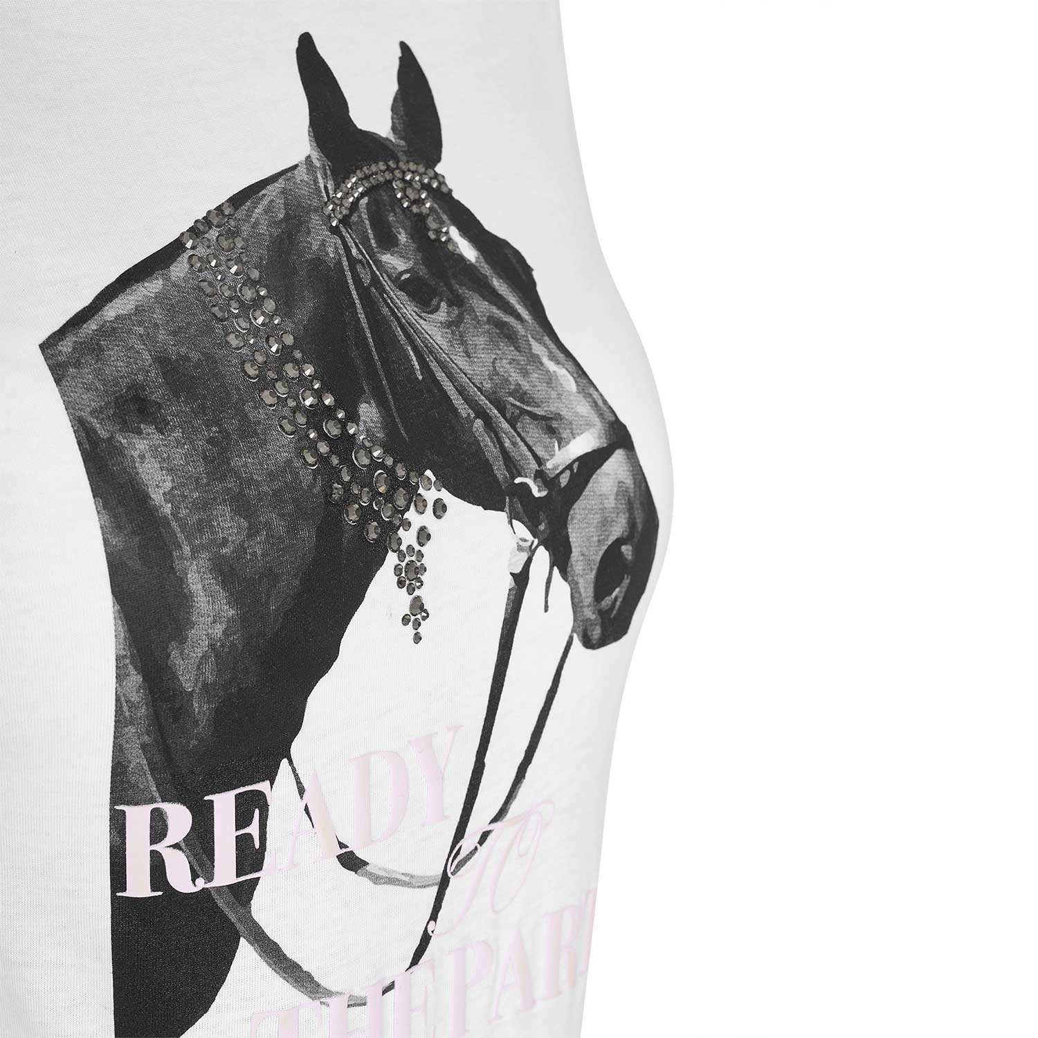 Equestro T Shirt Donna Ready To The Party in Cotone con Strass
