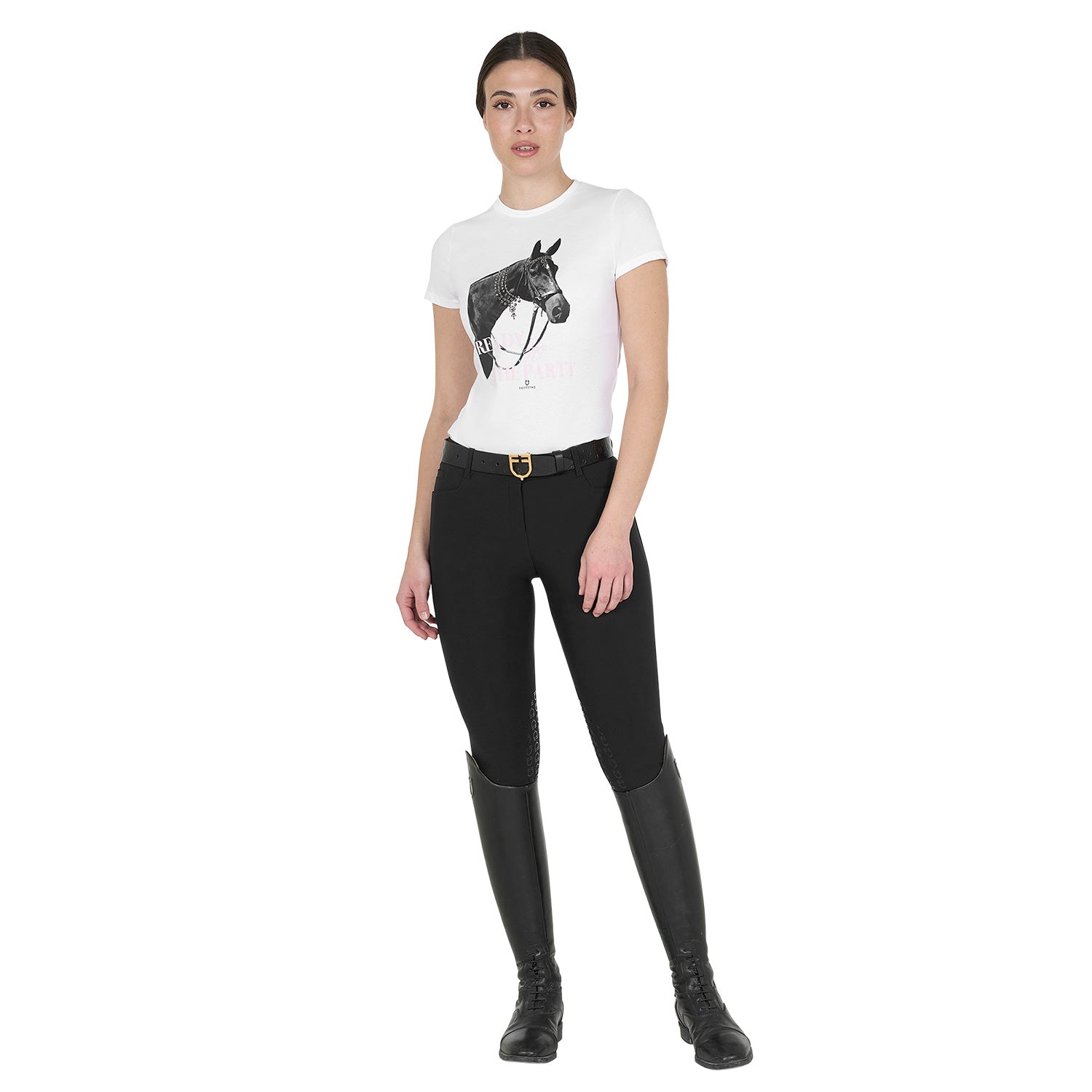 Equestro T Shirt Donna Ready To The Party in Cotone con Strass