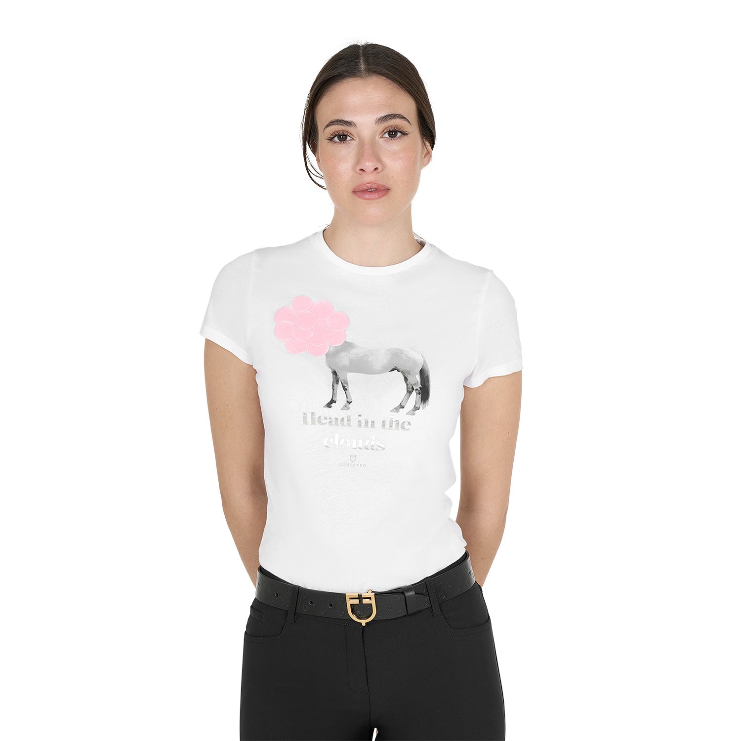 Equestro T Shirt Donna Head in The Clouds Cotone