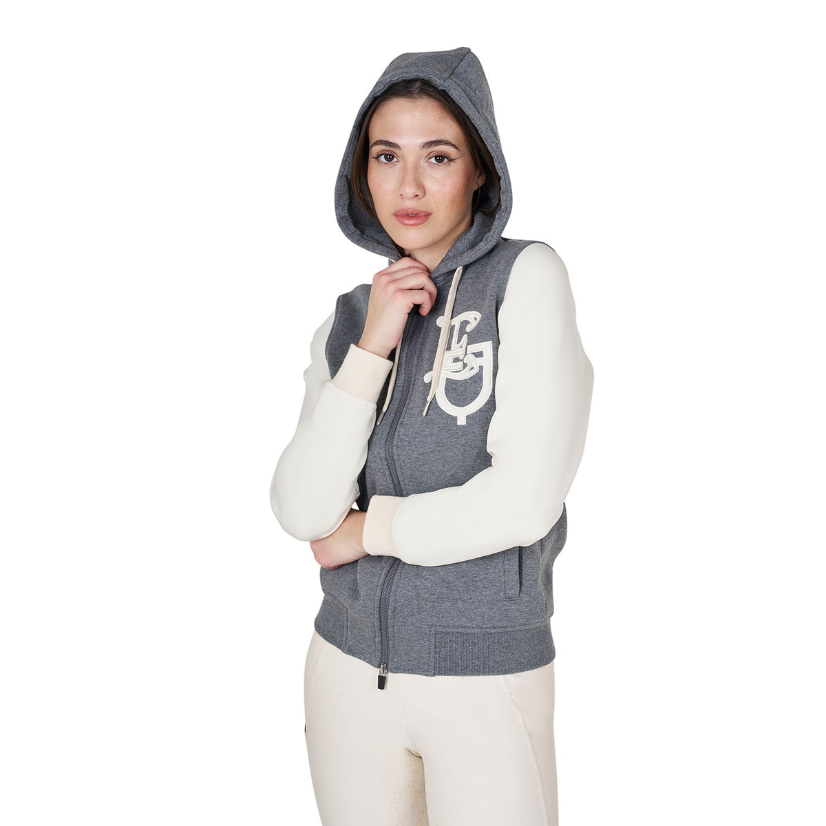 Equestro Felpa Donna Eq Bicolore con Zip Frontale