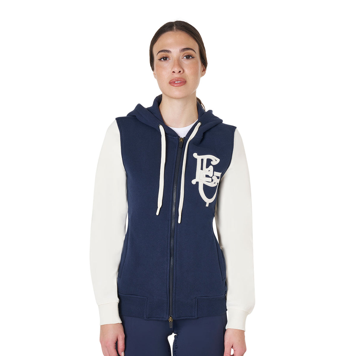 Equestro Felpa Donna Eq Bicolore con Zip Frontale