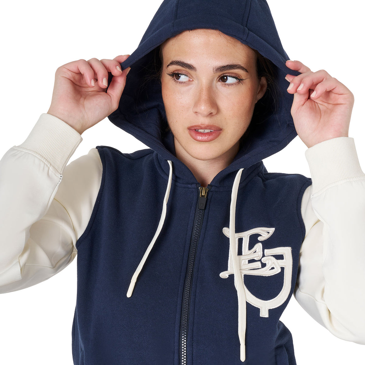 Equestro Felpa Donna Eq Bicolore con Zip Frontale