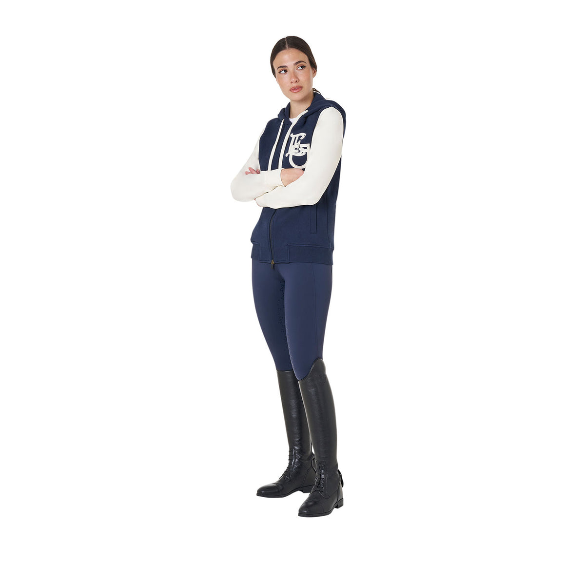 Equestro Felpa Donna Eq Bicolore con Zip Frontale