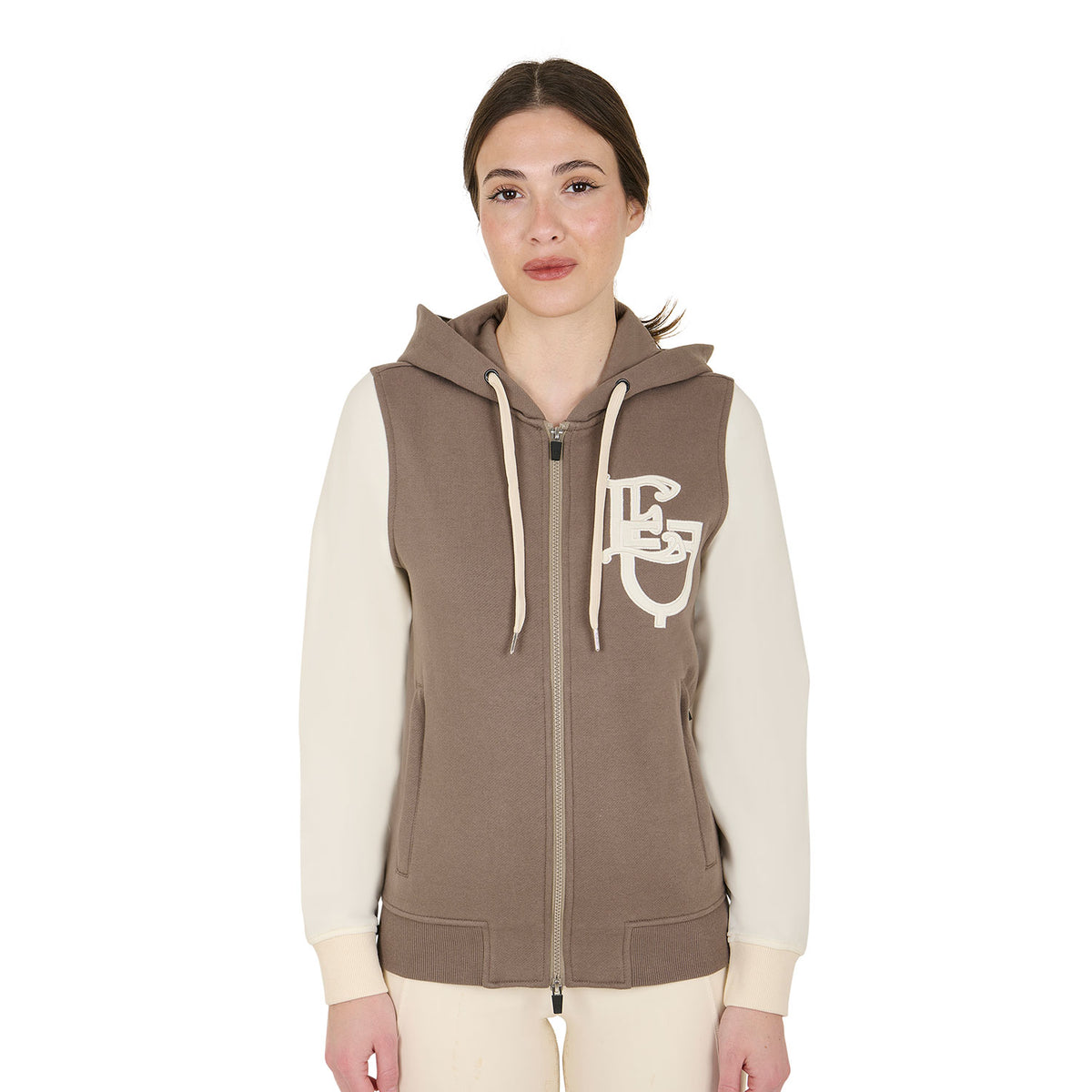 Equestro Felpa Donna Eq Bicolore con Zip Frontale