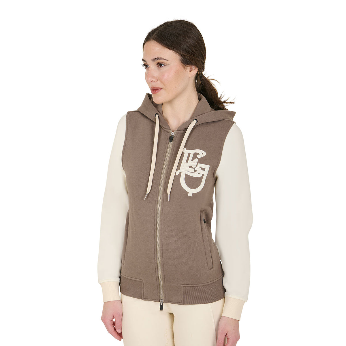 Equestro Felpa Donna Eq Bicolore con Zip Frontale