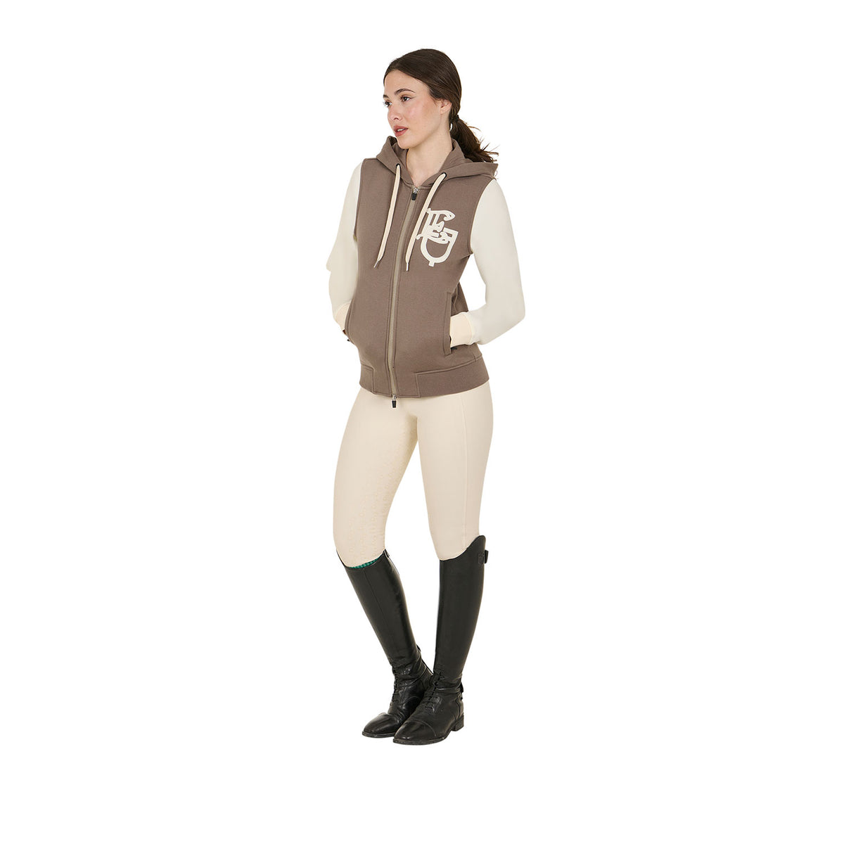 Equestro Felpa Donna Eq Bicolore con Zip Frontale