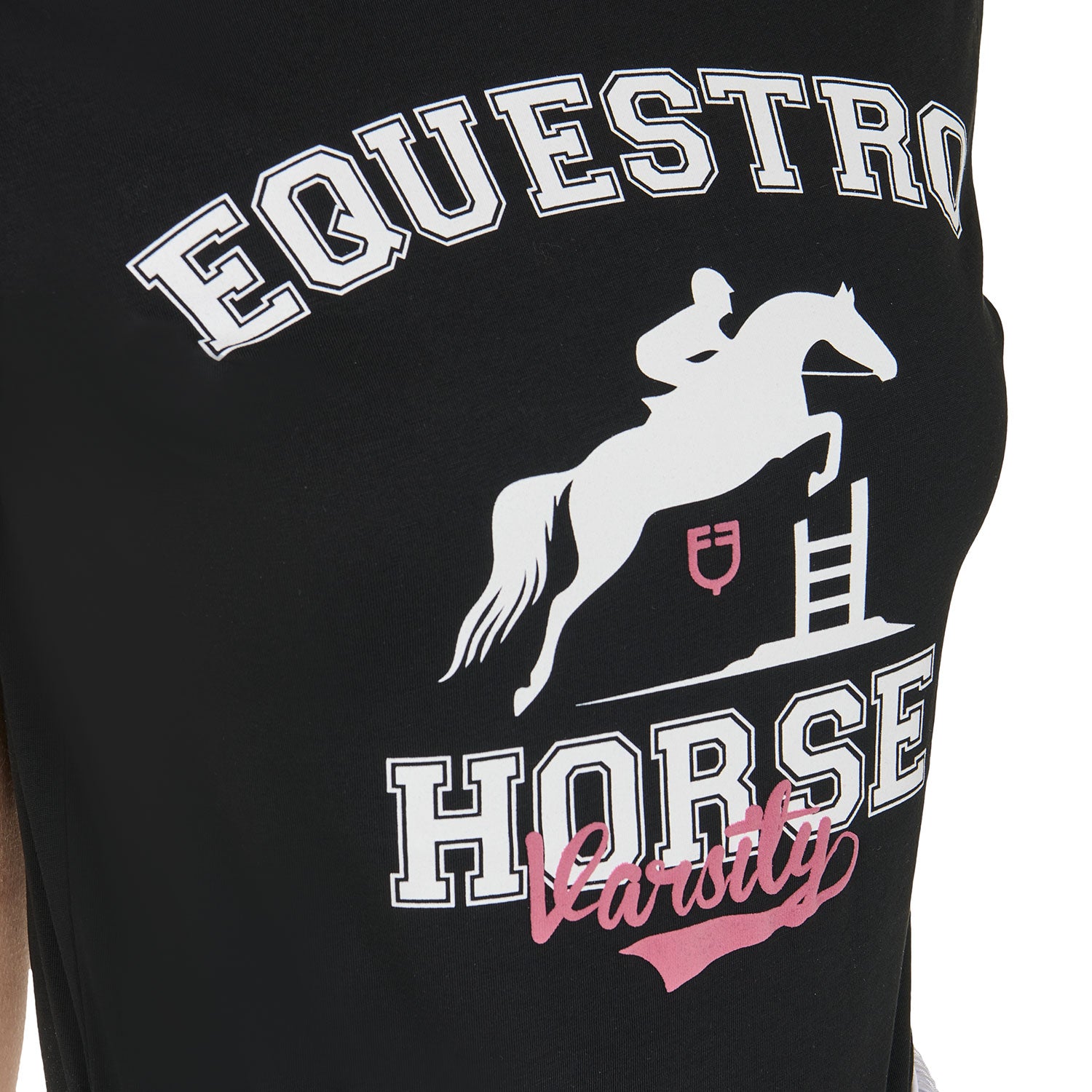 Equestro T Shirt Donna Horse Varsity in Cotone