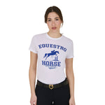 Equestro T Shirt Donna Horse Varsity in Cotone