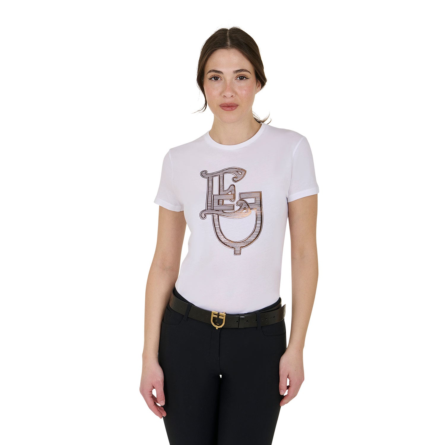 Equestro T Shirt Donna Lamina Monogram in Cotone