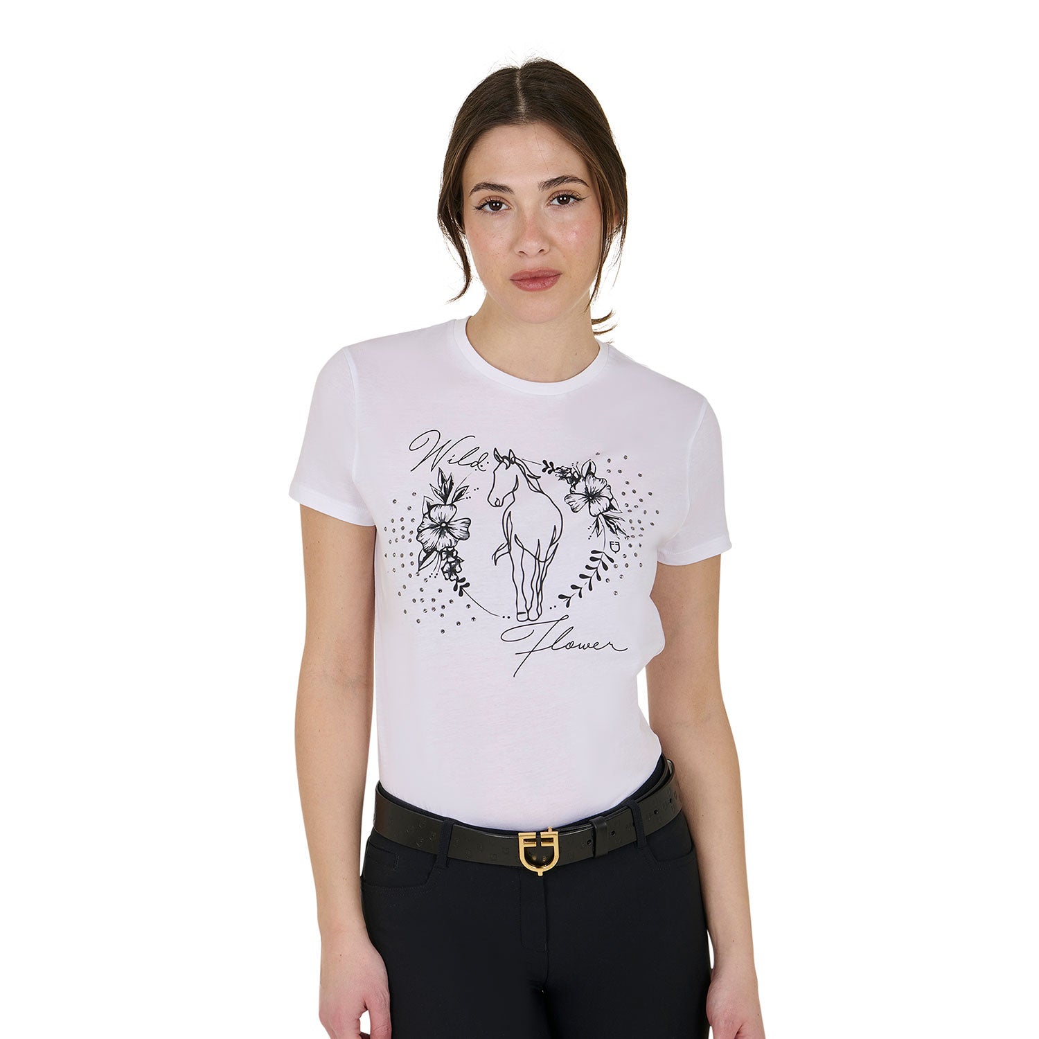 Equestro T Shirt Donna Wild Flower in Cotone
