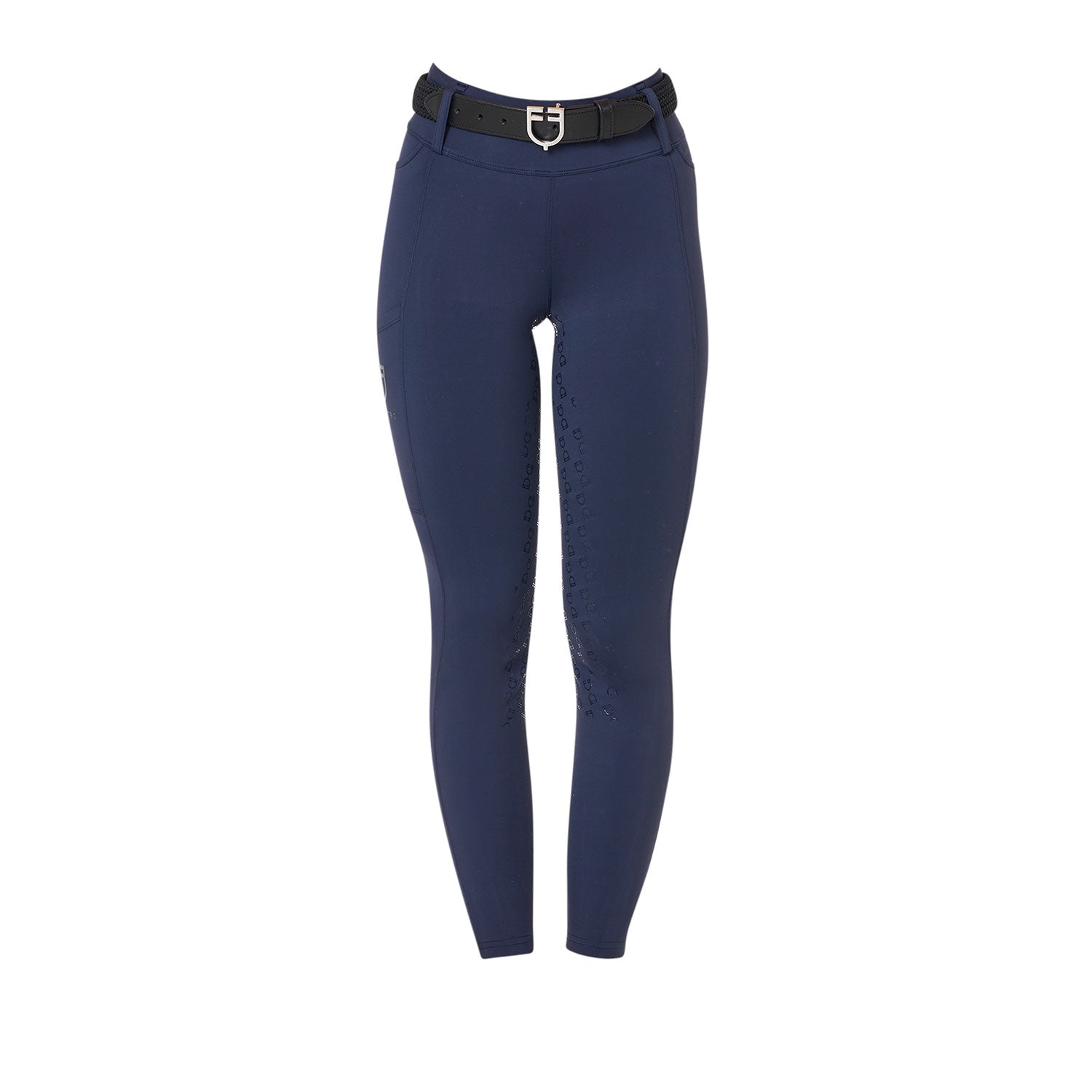 Equestro Leggings Donna a Vita Alta con Passanti