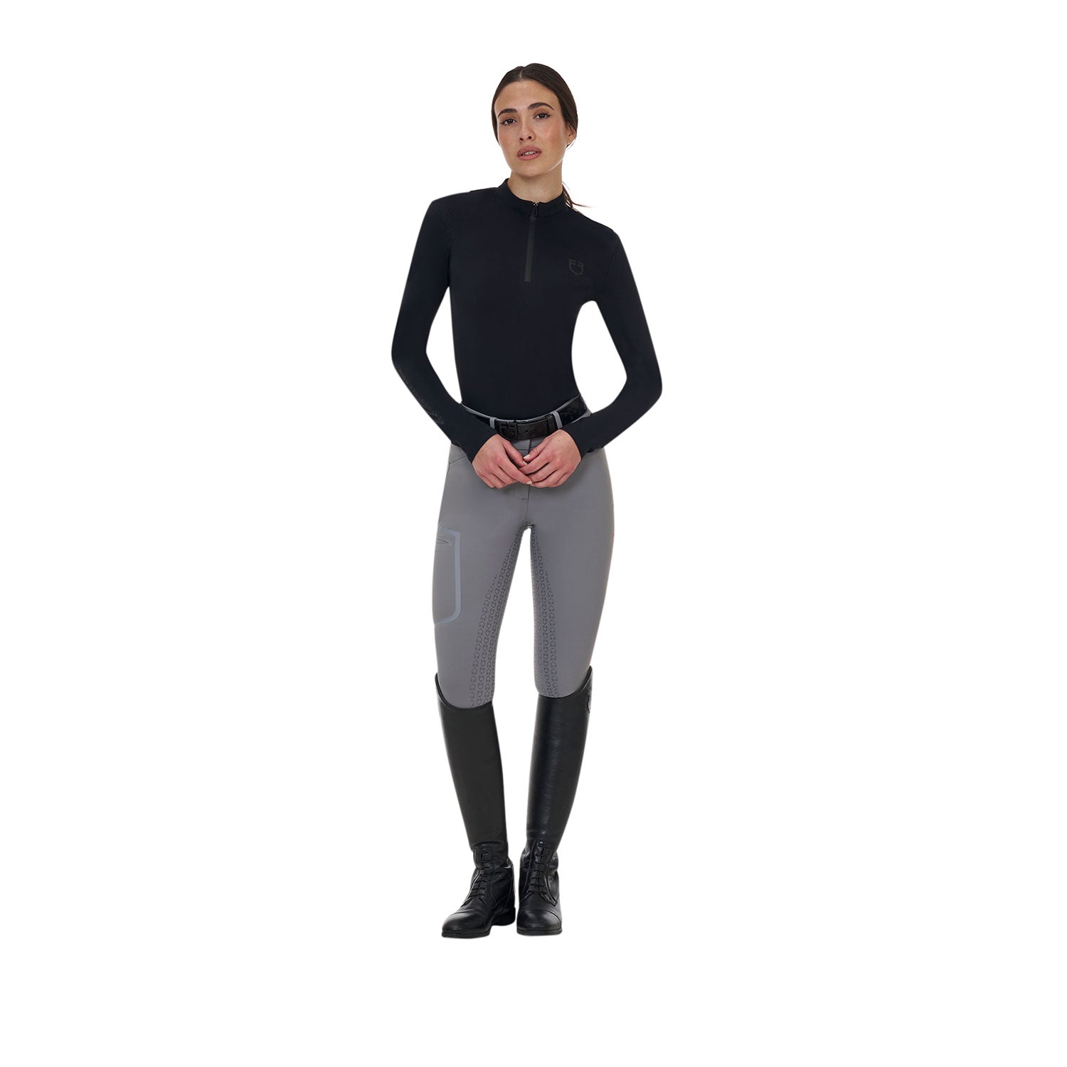 Equestro Pantalone Slim Fit Donna Vita Alta Ridertechnology Full Grip