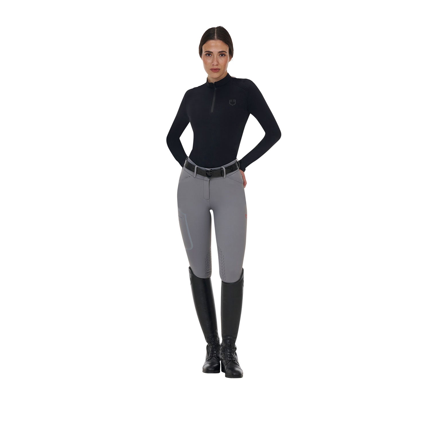 Equestro Pantalone Slim Fit Donna Vita Alta Ridertechnology Cuciture Termosaldate