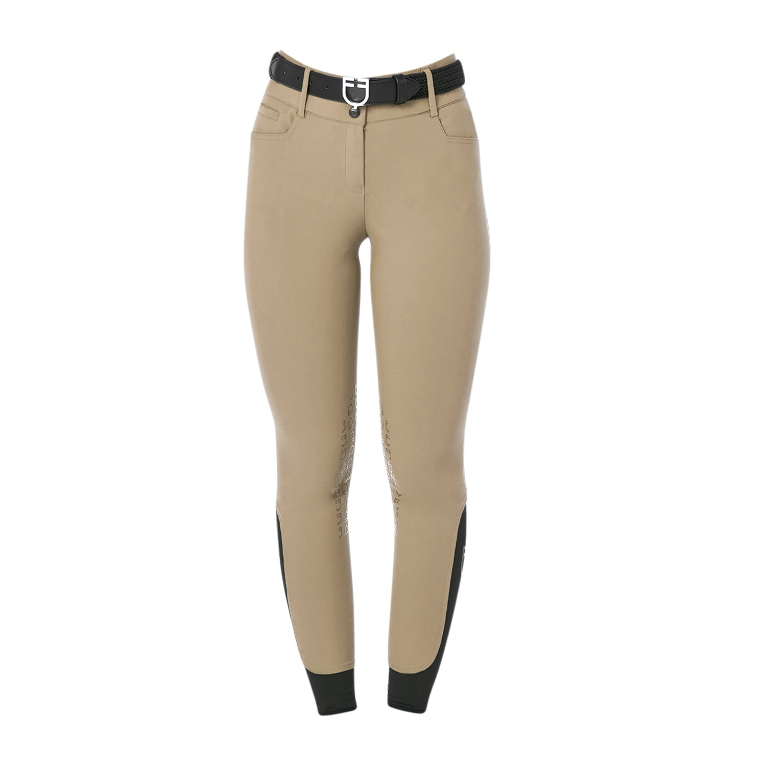 Equestro Pantaloni Donna a Vita Alta con Grip Ginocchio