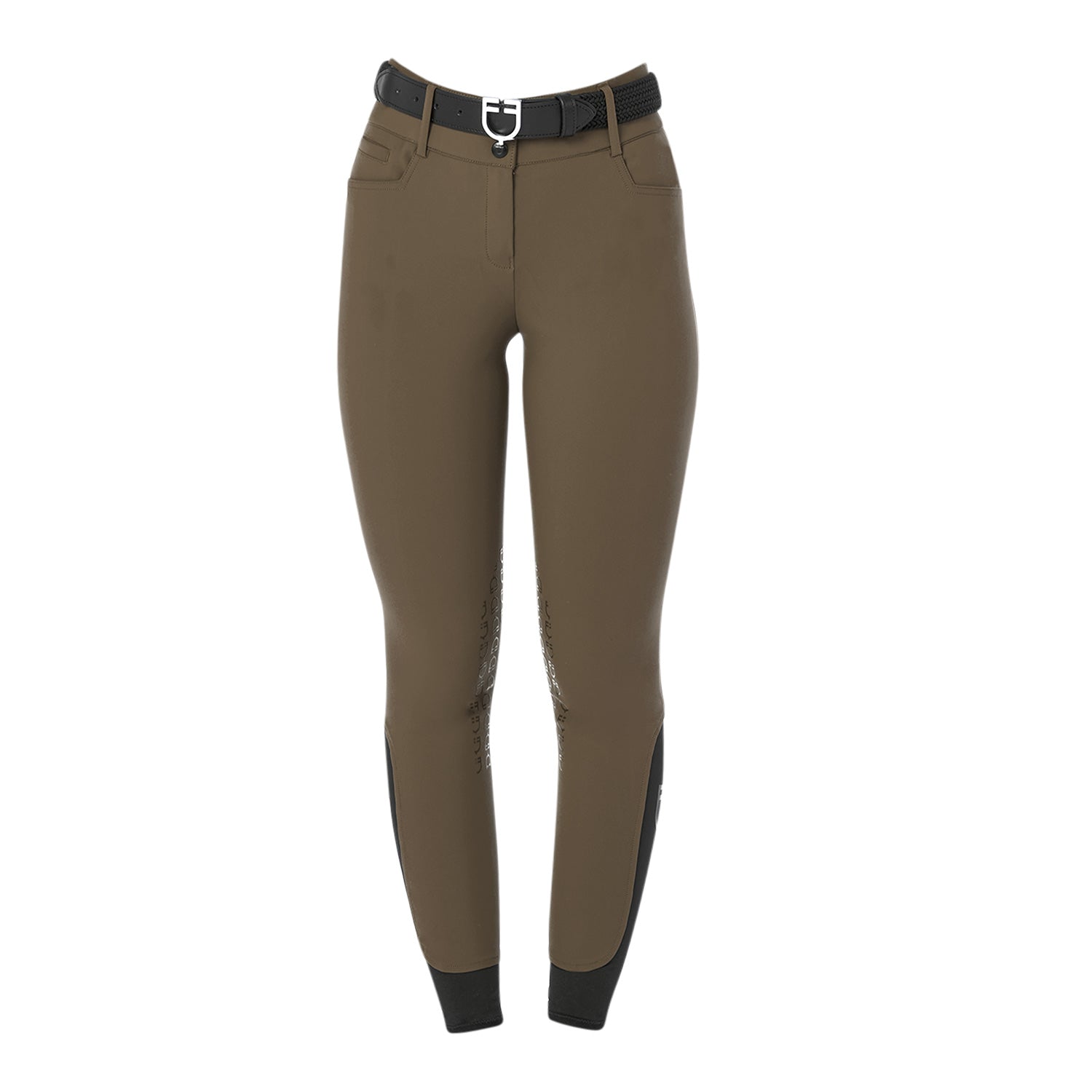 Equestro Pantaloni Donna a Vita Alta con Grip Ginocchio