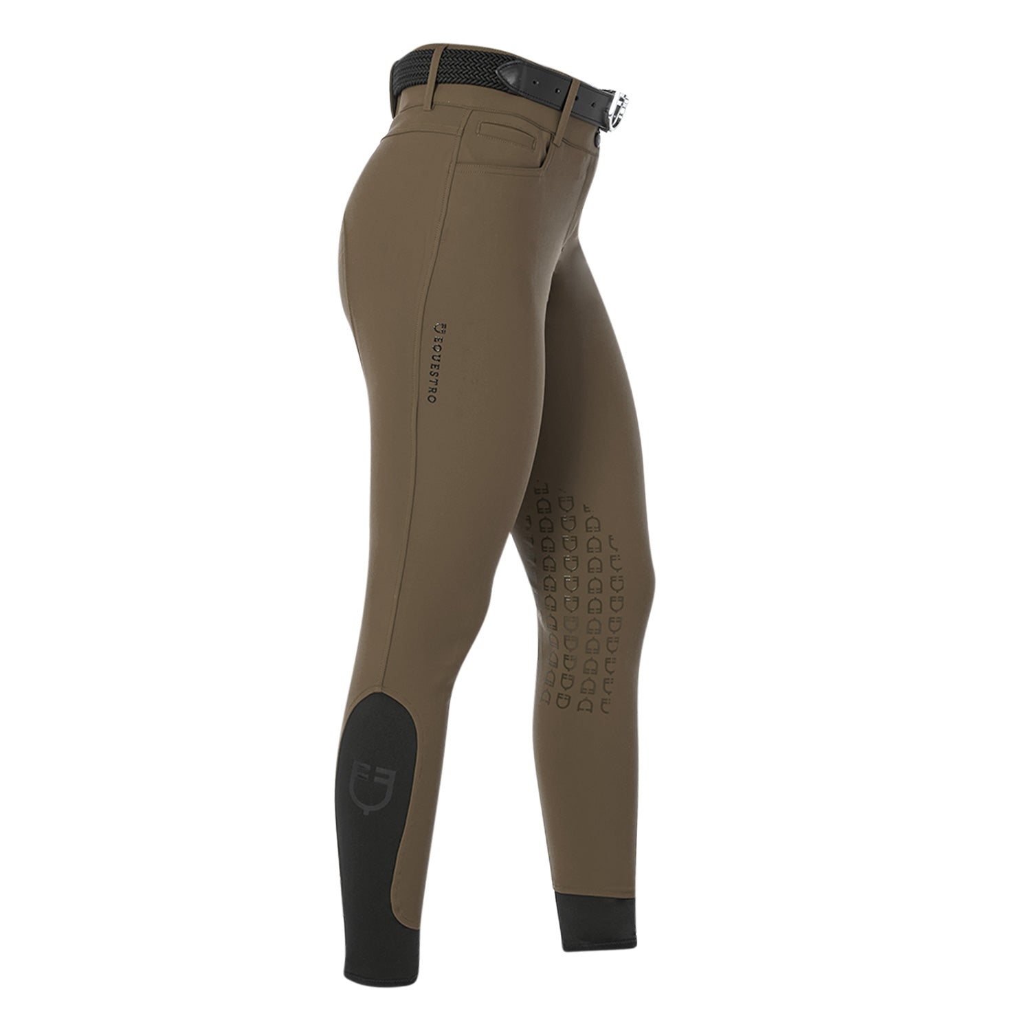 Equestro Pantaloni Donna a Vita Alta con Grip Ginocchio