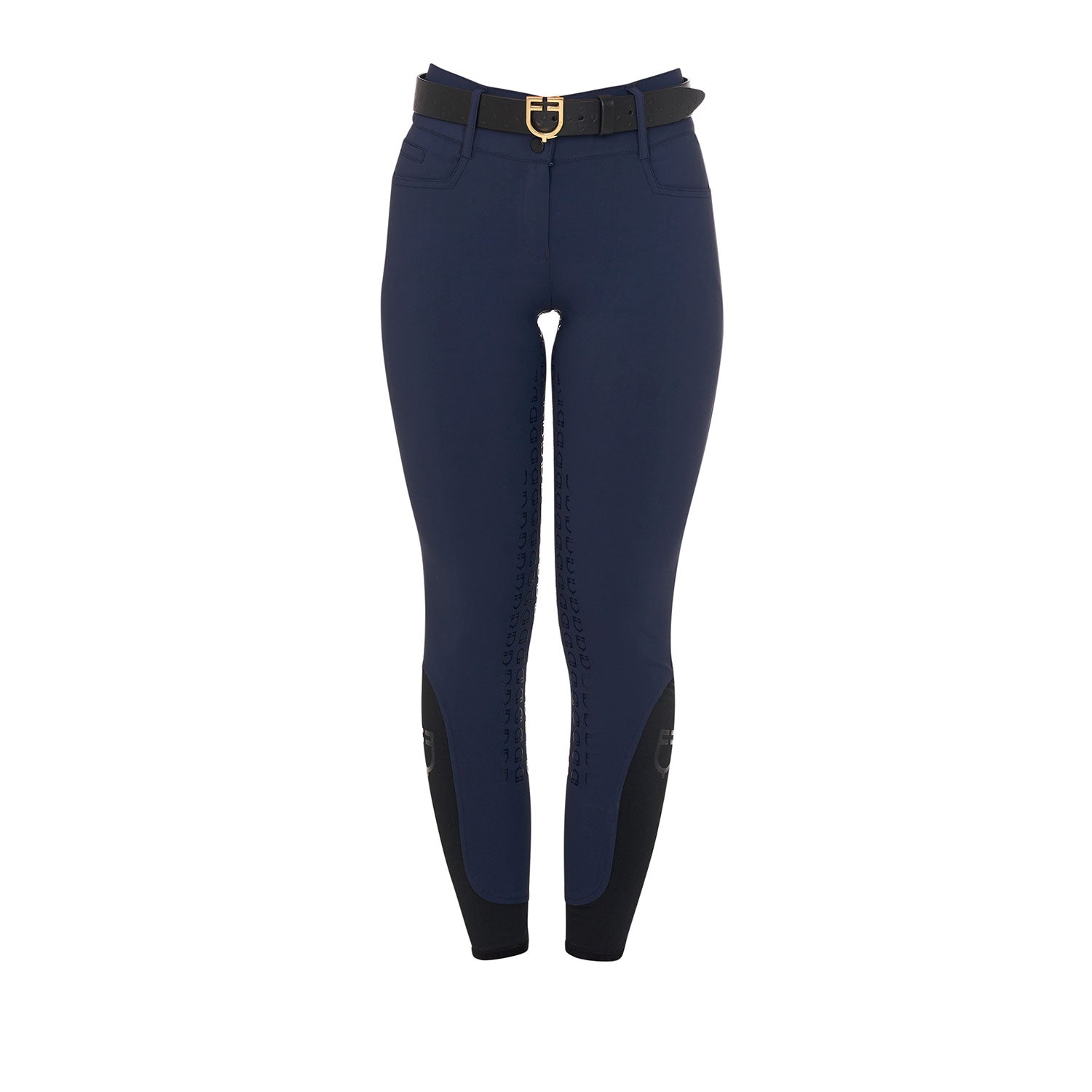 Equestro Pantaloni Donna a Vita Alta con Grip Ginocchio e Fodera in Pile