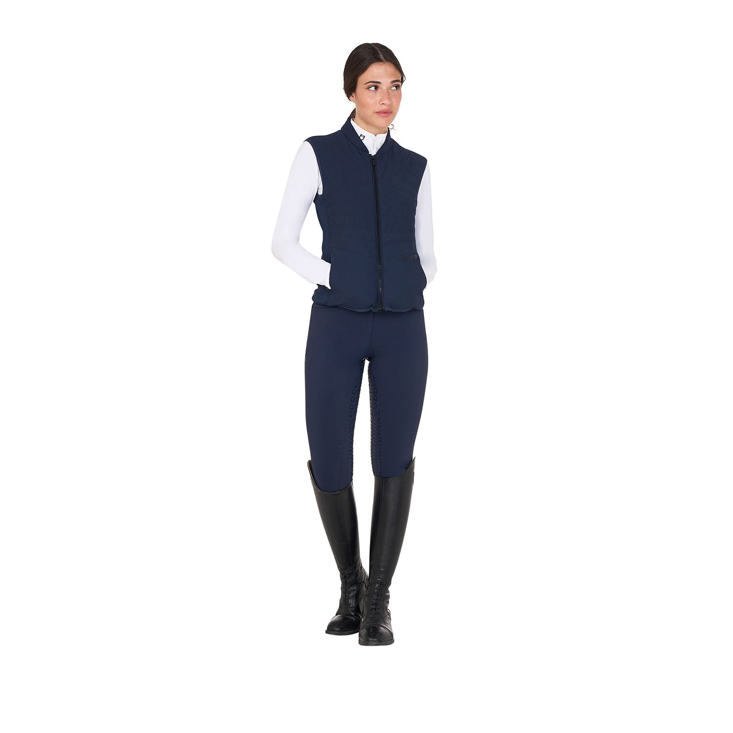 Equestro Pantaloni Donna a Vita Alta con Grip Ginocchio e Fodera in Pile