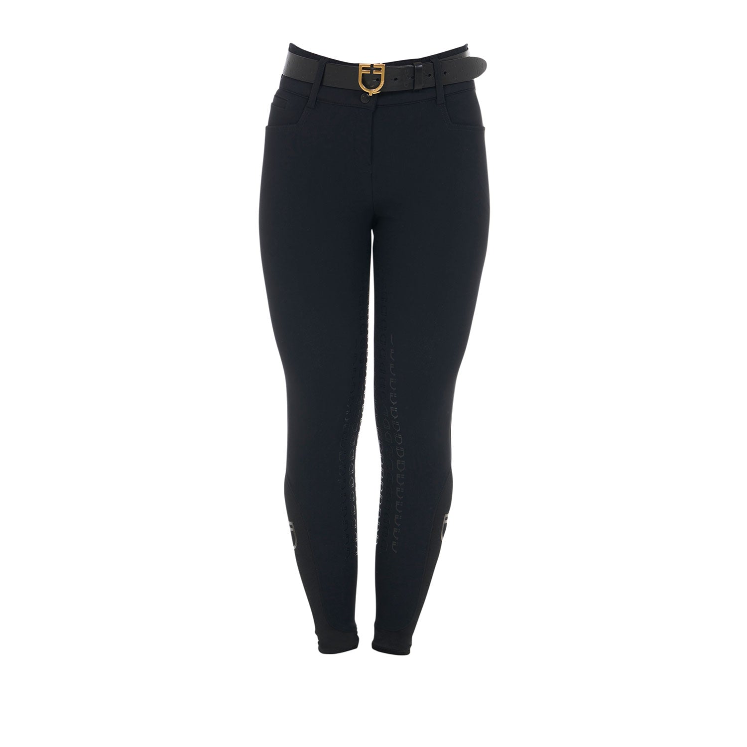 Equestro Pantaloni Donna a Vita Alta con Grip Ginocchio e Fodera in Pile