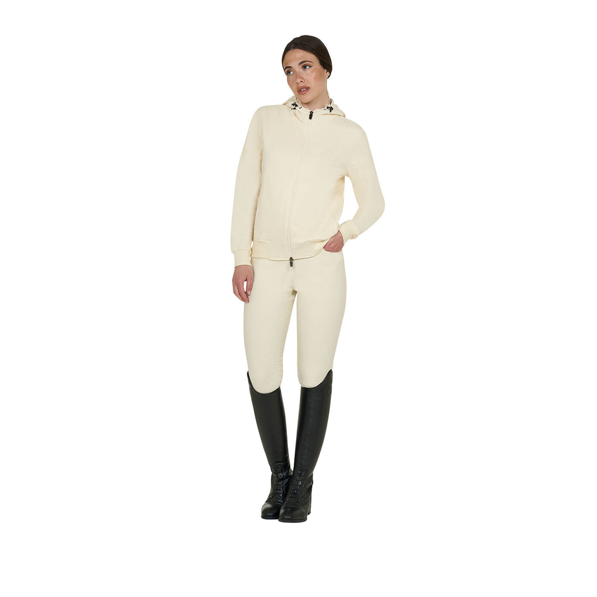 Equestro Felpa Donna con Cappuccio Regolabile e Zip