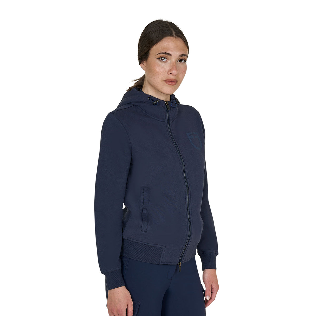 Equestro Felpa Donna con Cappuccio Regolabile e Zip