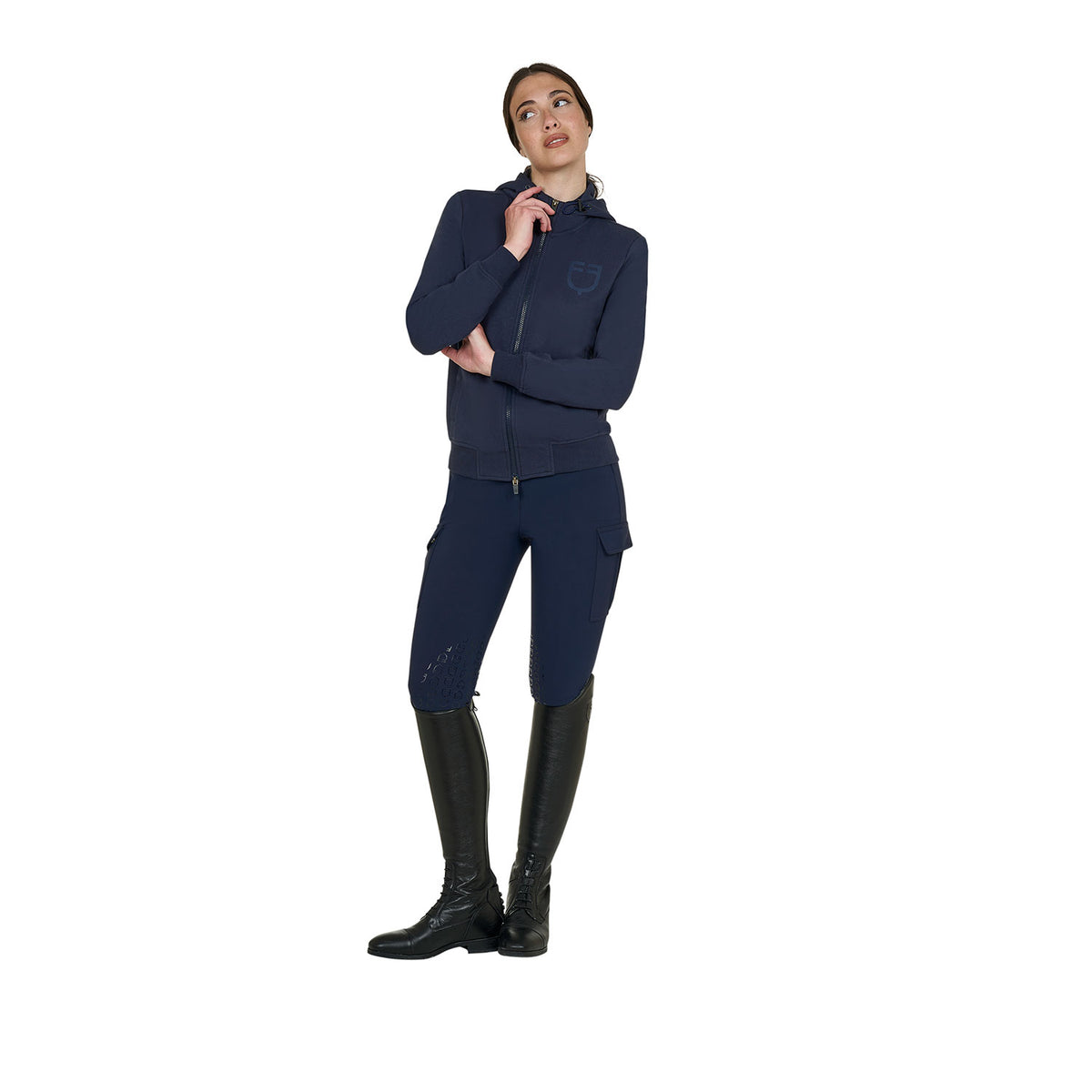 Equestro Felpa Donna con Cappuccio Regolabile e Zip