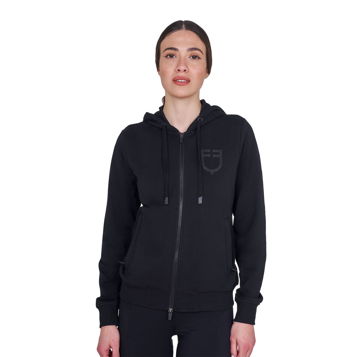 Equestro Felpa Donna con Cappuccio Regolabile e Zip
